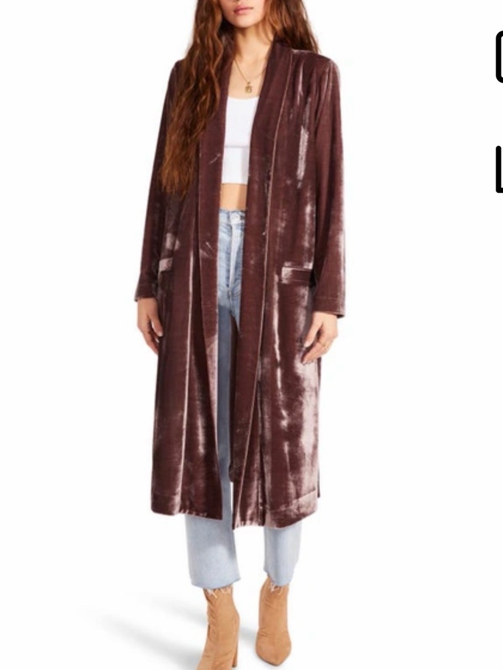 BB Dakota Plush Velvet Long Cardigan